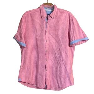 Charleston Threads striped linen blend button down shirt Size Large